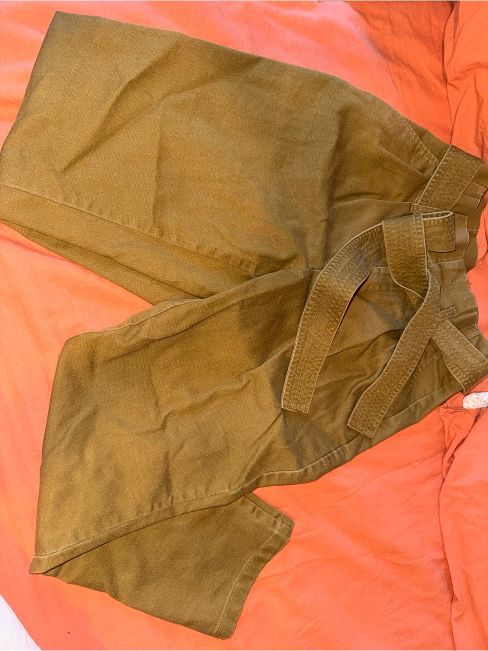 a new day Olive Green Chino Pants with Waist Tie